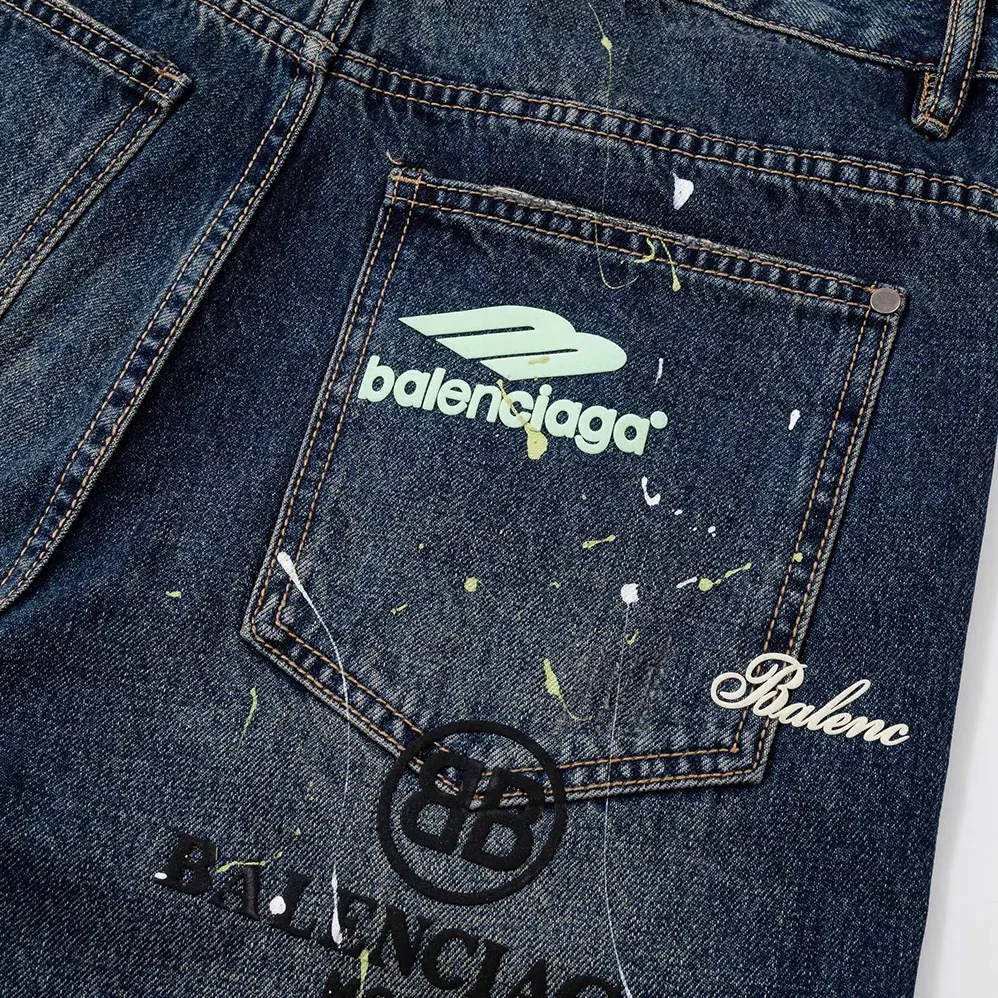 Balenciaga Tattoo Baggy Pants in Dark Grey Cotton Denim for Women Balenciaga Tattoo Baggy Pants in Dark Grey Cotton Denim for Women