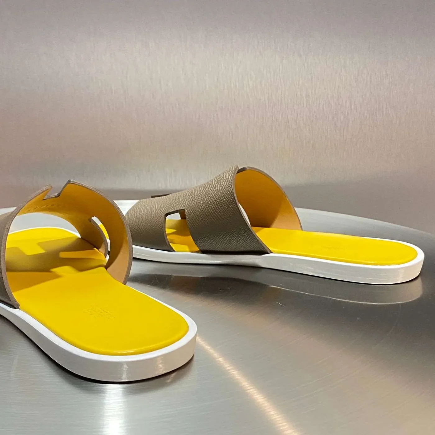 Hermes Oran Sandals Taupe in Yellow Hermes Oran Sandals Taupe in Yellow