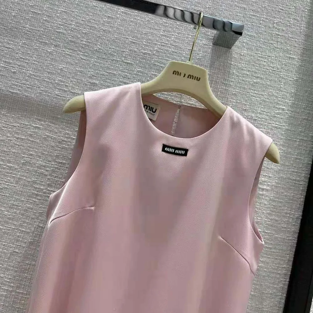 Miu Miu Satin Mini-dress with Jacquard Logo for Women in Pink Miu Miu Satin Mini-dress with Jacquard Logo for Women in Pink