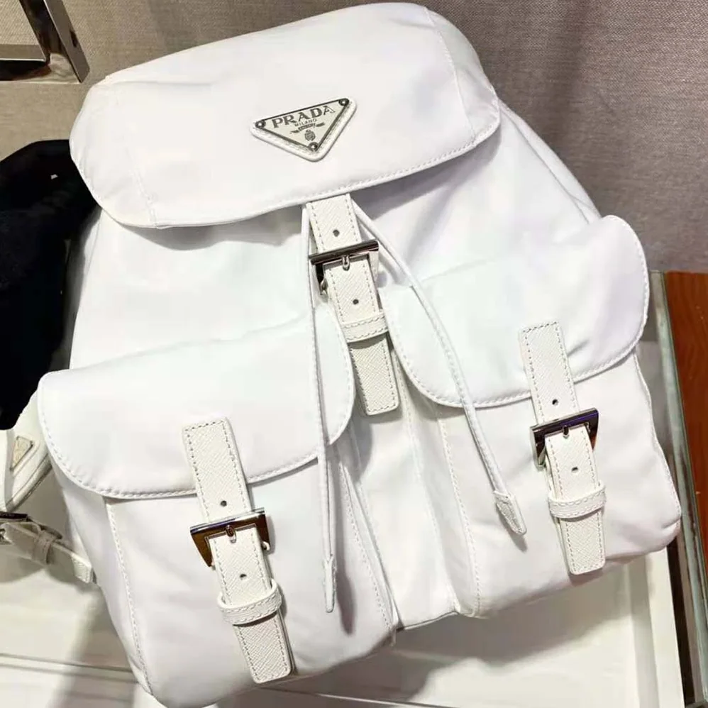 Prada Re-Nylon Medium Backpack for Women in White Prada Re-Nylon Medium Backpack for Women in White