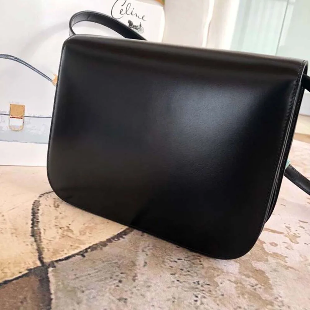 Celine Small Classic Bag in Box Calfskin Leather for Women in Black