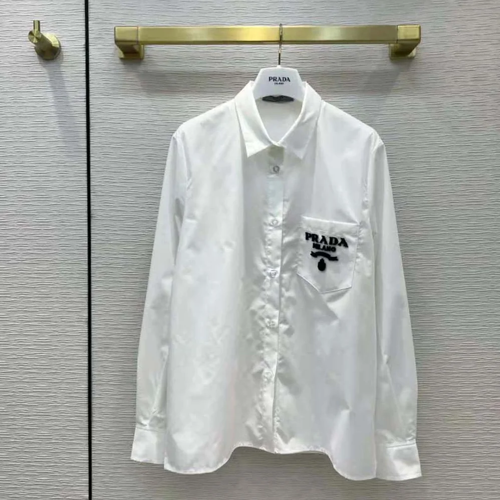 Prada Embroidered Poplin Blouse for Women Prada Embroidered Poplin Blouse for Women