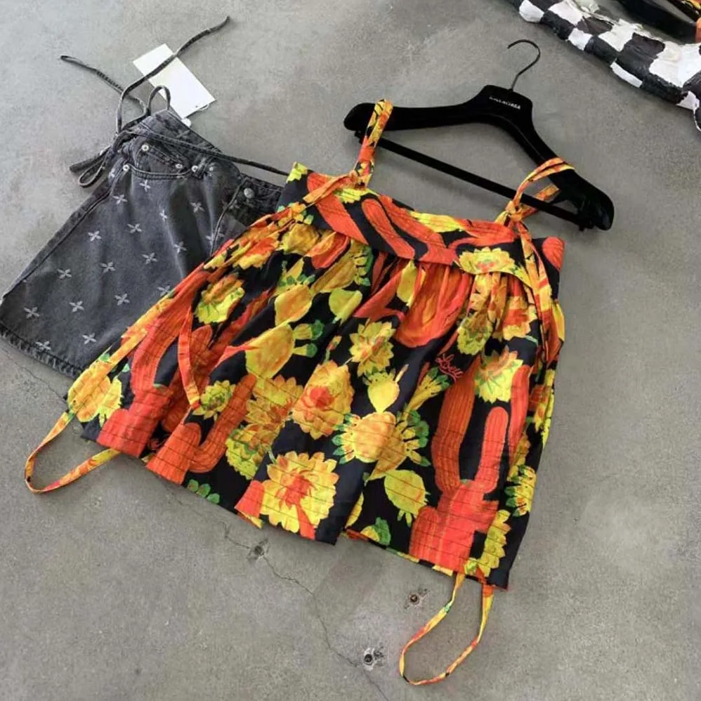 Loewe Cactus Print Top in Viscose for Women in Orange