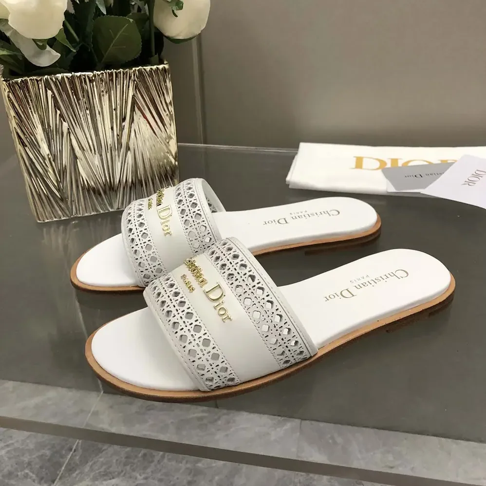 Dior White Calfskin with Openwork Microcannage Motif for Women