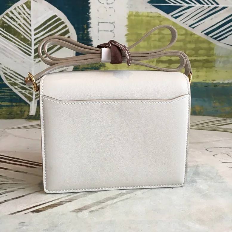 Hermes Mini Evercolor Sac Roulis 19 White Gold Hardware /