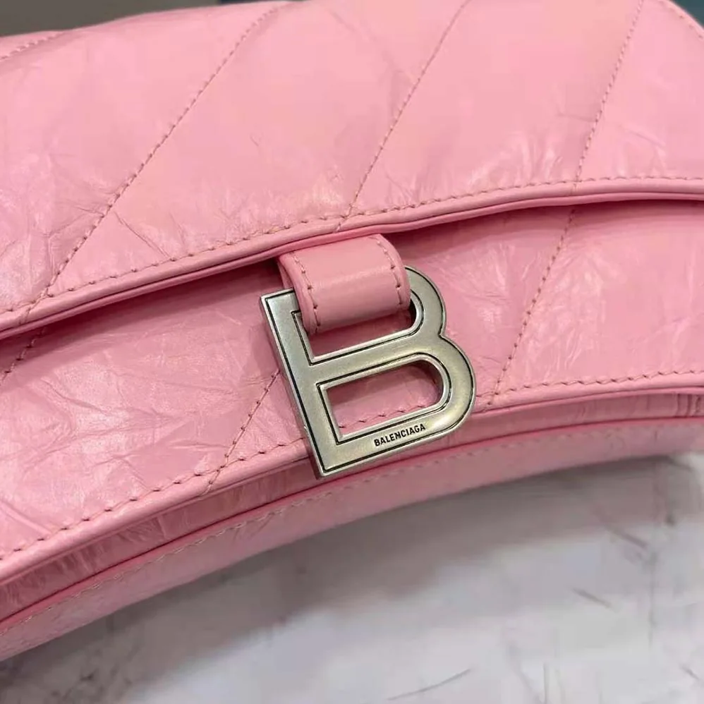Balenciaga Crush Small Chain Bag Quilted in Optic Pink for Women