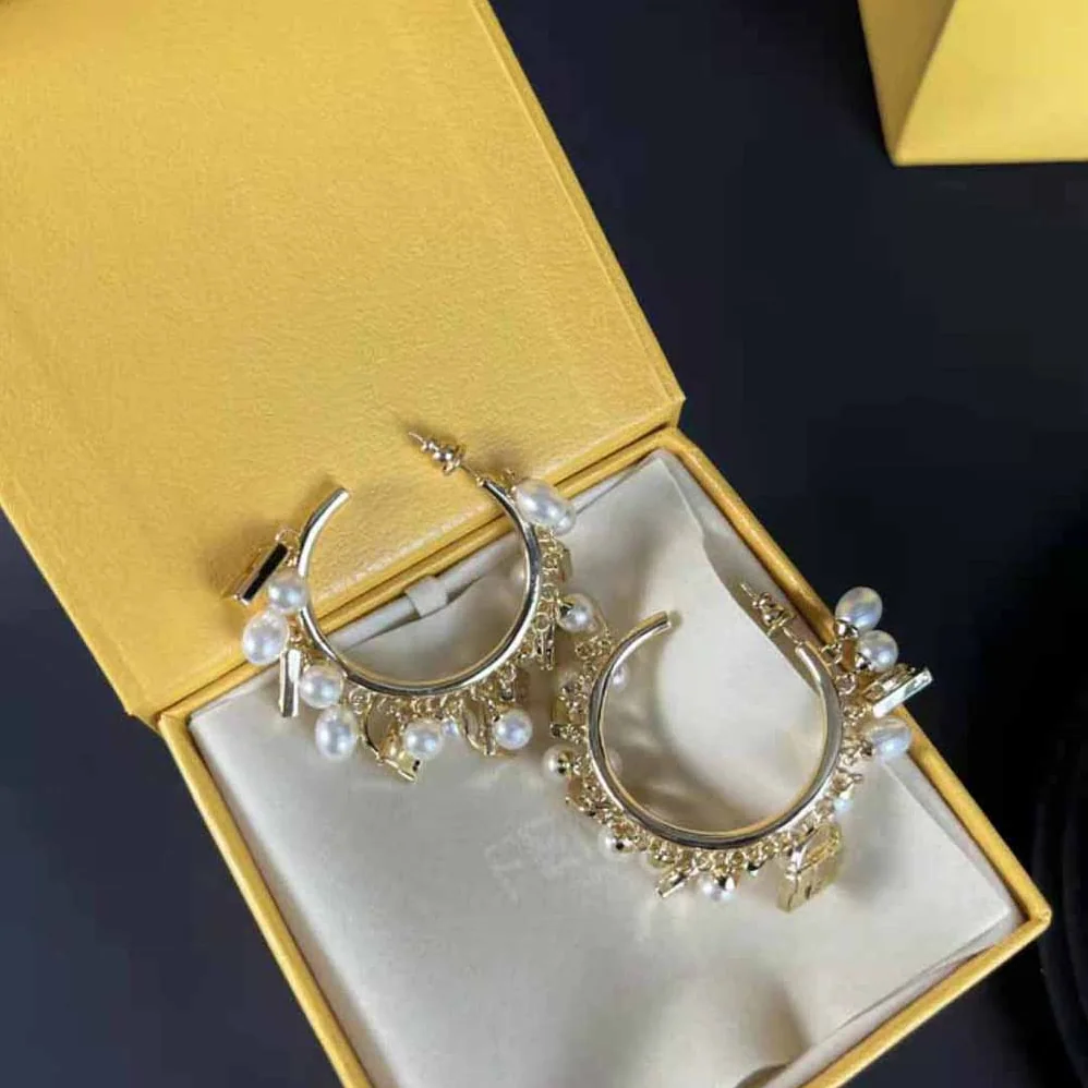 Fendi Baguette Earrings Gold for Women in colored