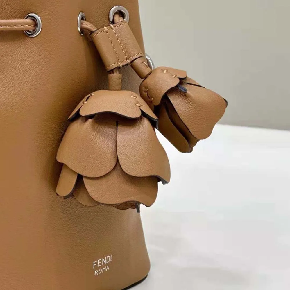 Fendi Mon Tresor Brown Leather Mini-bag with 3D Roses for Women Fendi Mon Tresor Brown Leather Mini-bag with 3D Roses for Women