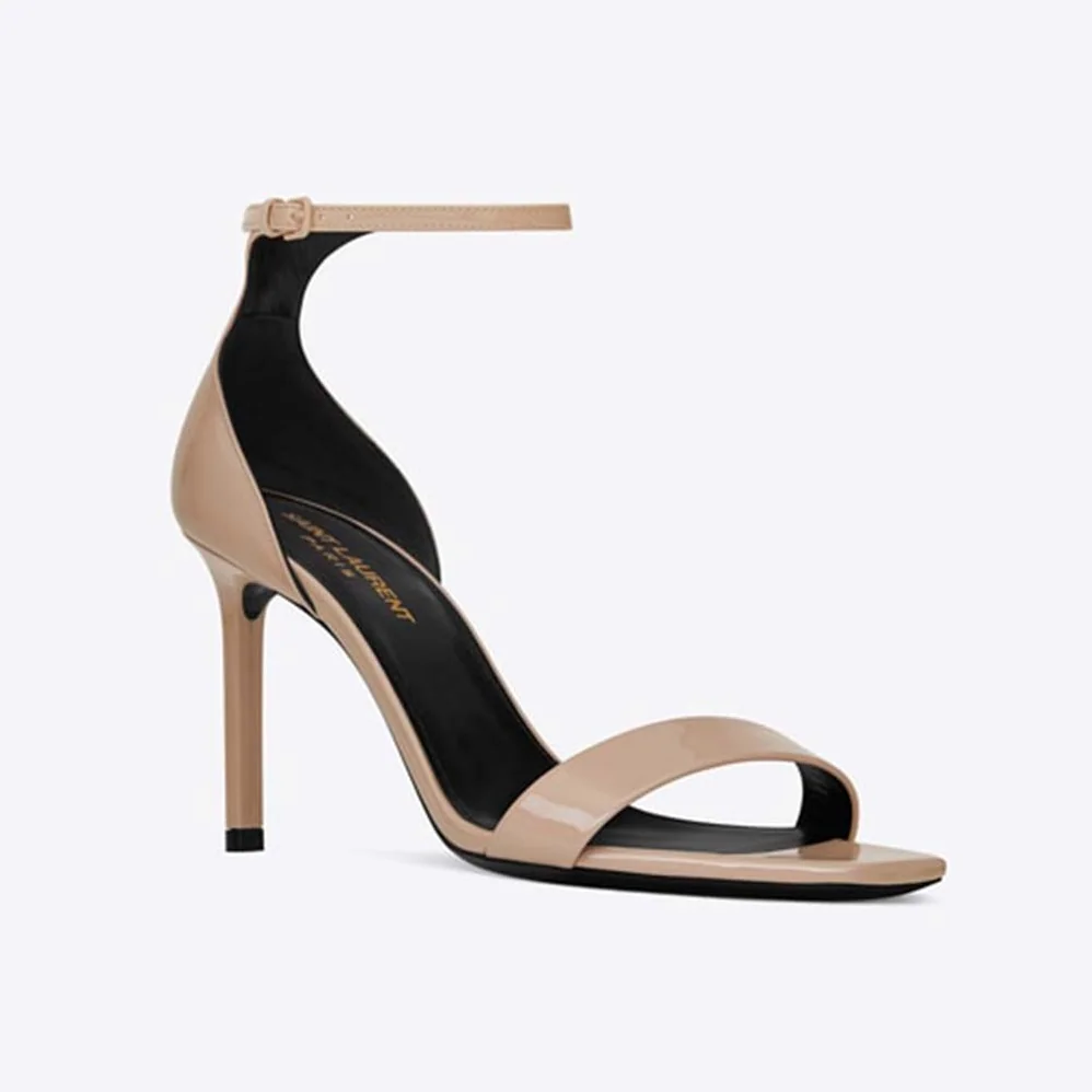 Saint Laurent YSL Amber Sandals Patent Leather 8.5cm Heel for Women in Pink Saint Laurent YSL Amber Sandals Patent Leather 8.5cm Heel for Women in Pink