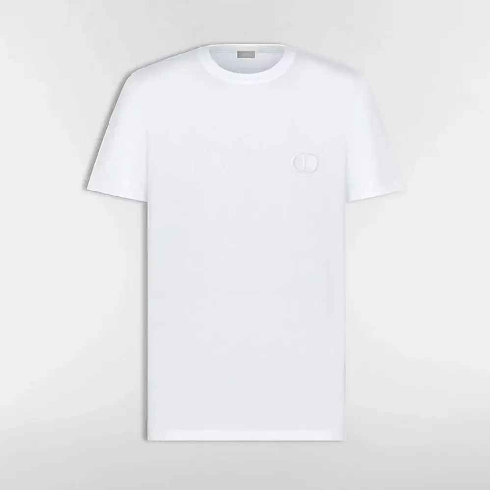 Dior CD Icon T-Shirt Regular Fit White Cotton Jersey for Men