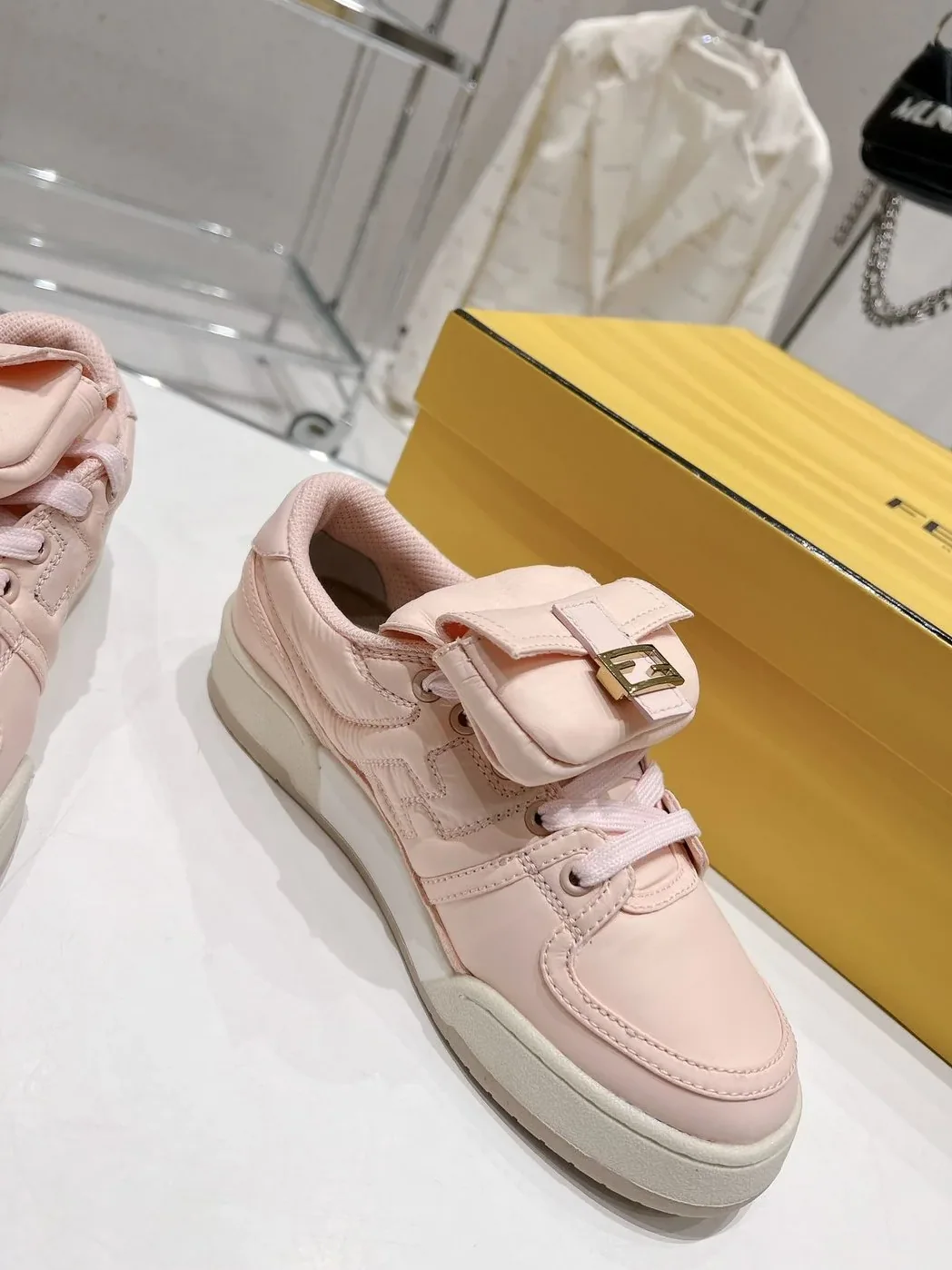FD Fendi Match Lace-Up Low in Top Sneakers Pink FD Fendi Match Lace-Up Low in Top Sneakers Pink