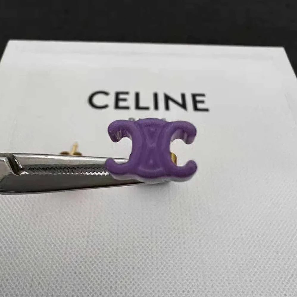 Celine Baby Set of 3 Studs in Brass with Gold Finish and Plexiglass for Women Celine Baby Set of 3 Studs in Brass with Gold Finish and Plexiglass for Women