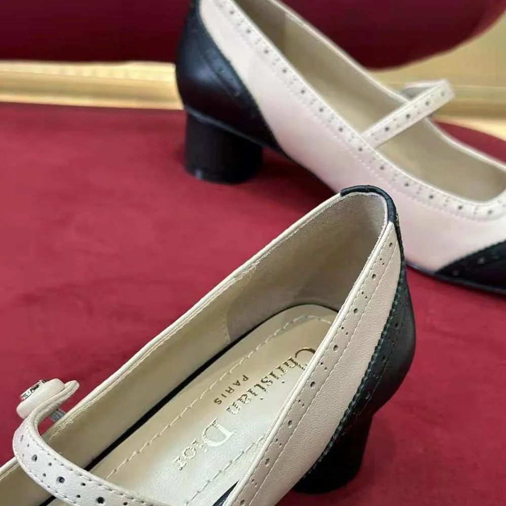 Dior Spectadior Ballet Pump Black and White Perforated Calfskin for Women Dior Spectadior Ballet Pump Black and White Perforated Calfskin for Women