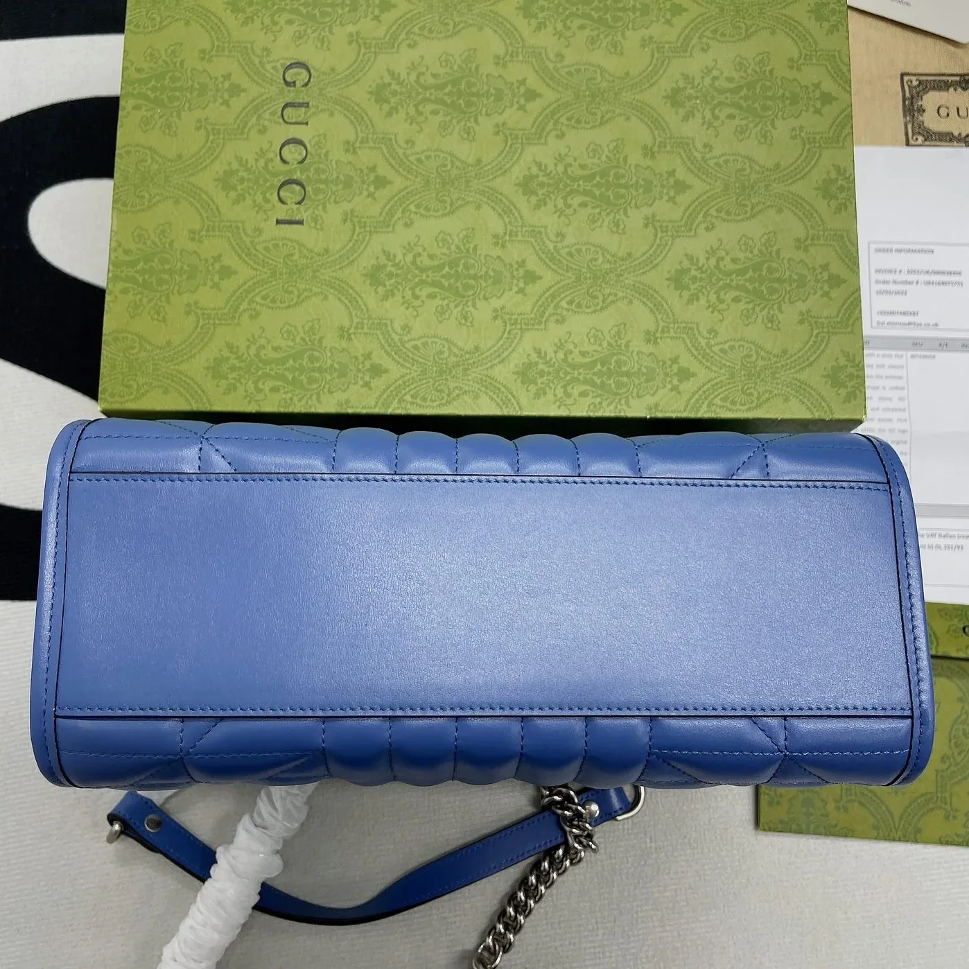 Gucci Marmont Small Matelasse Tote Blue
