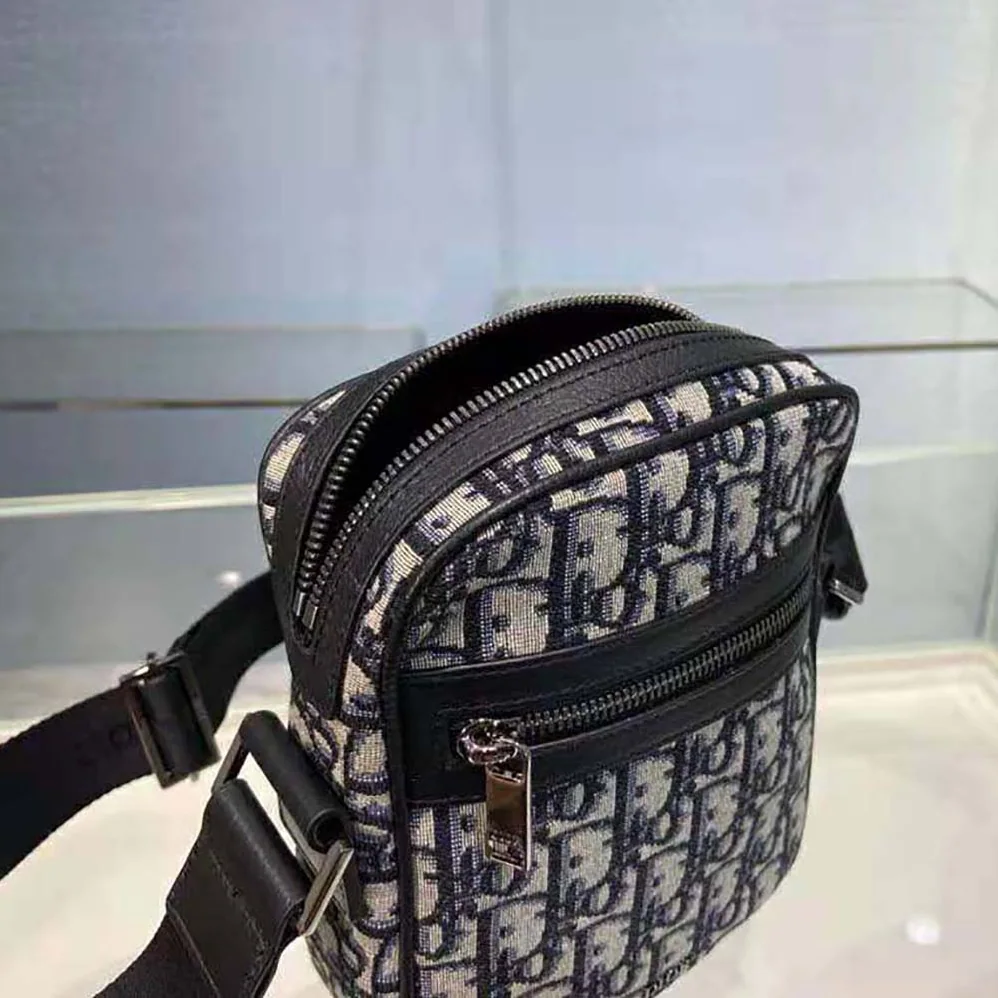 Dior Messenger Pouch Beige and Black Dior Oblique Jacquard for Men