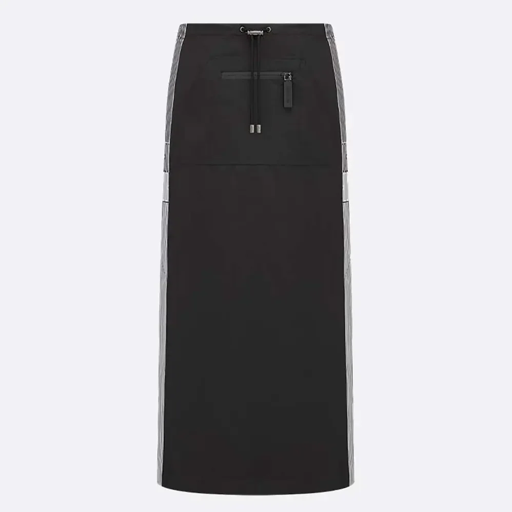 Dior Mid-Length Straight Skirt Black Jacquard Technical Taffeta for Women