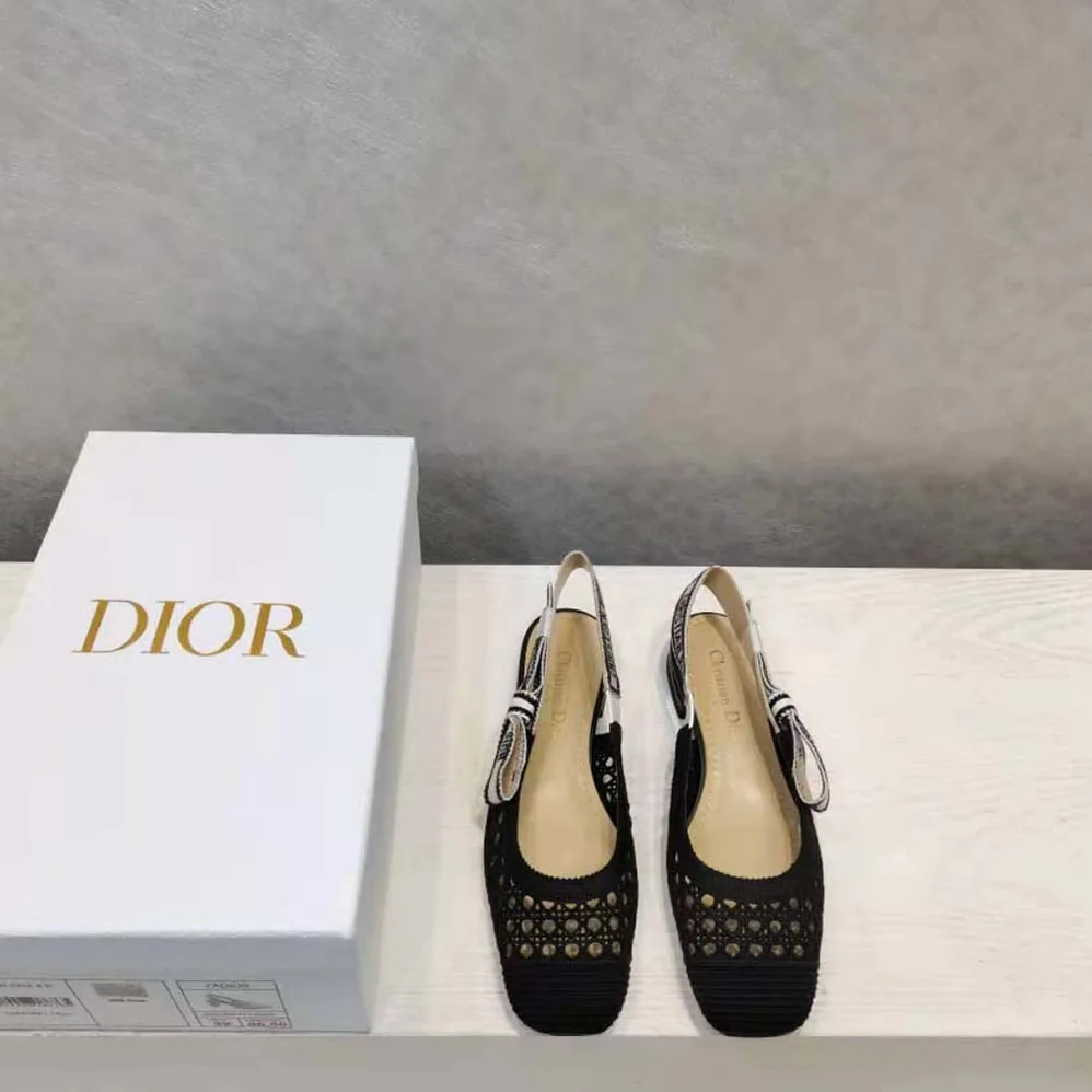 Dior Dior and Moi Slingback Ballerina Flat Black Cannage Embroidered Mesh for Women Dior Dior and Moi Slingback Ballerina Flat Black Cannage Embroidered Mesh for Women