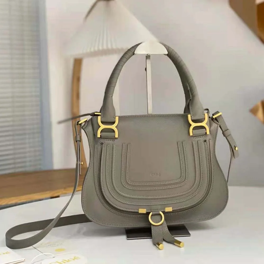 Chloe Marcie Small Double Carry Bag for Women in Silver Chloe Marcie Small Double Carry Bag for Women in Silver