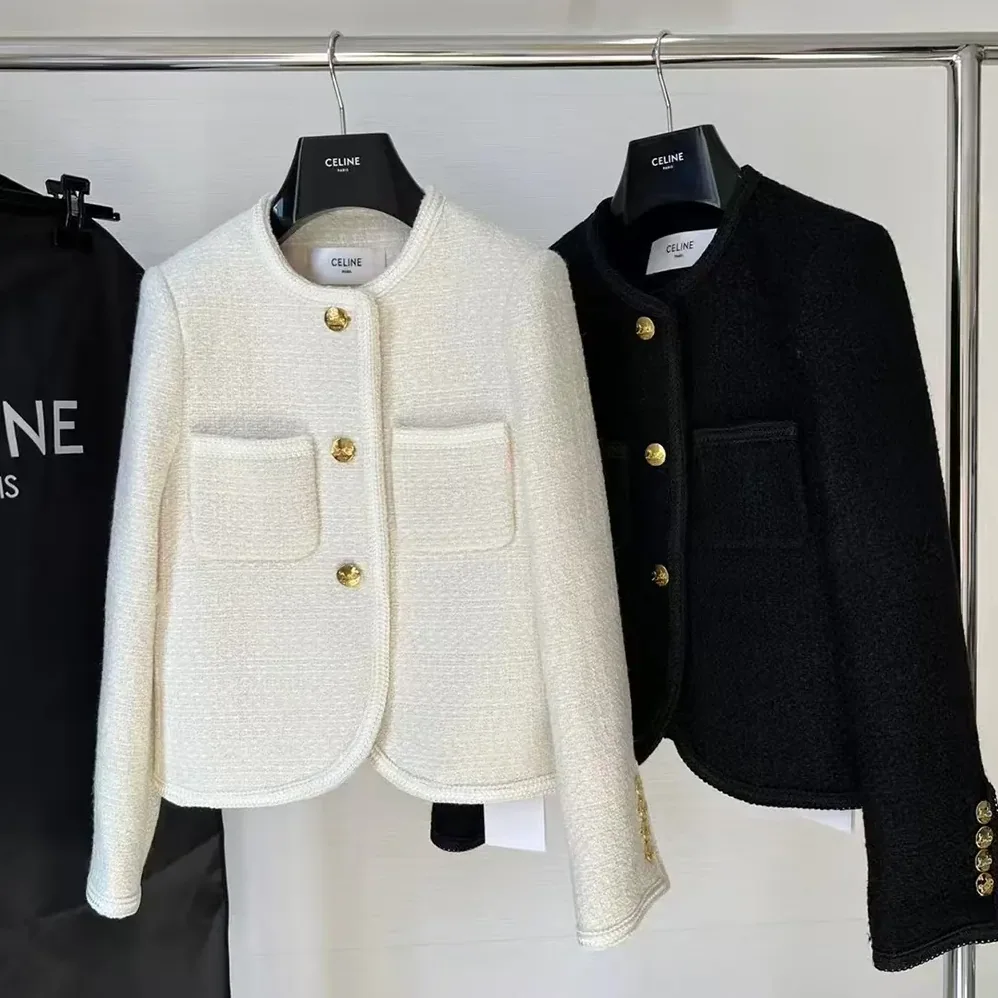 Celine Classic Chasseur Jacket in Boucle Tweed for Women in Black Celine Classic Chasseur Jacket in Boucle Tweed for Women in Black