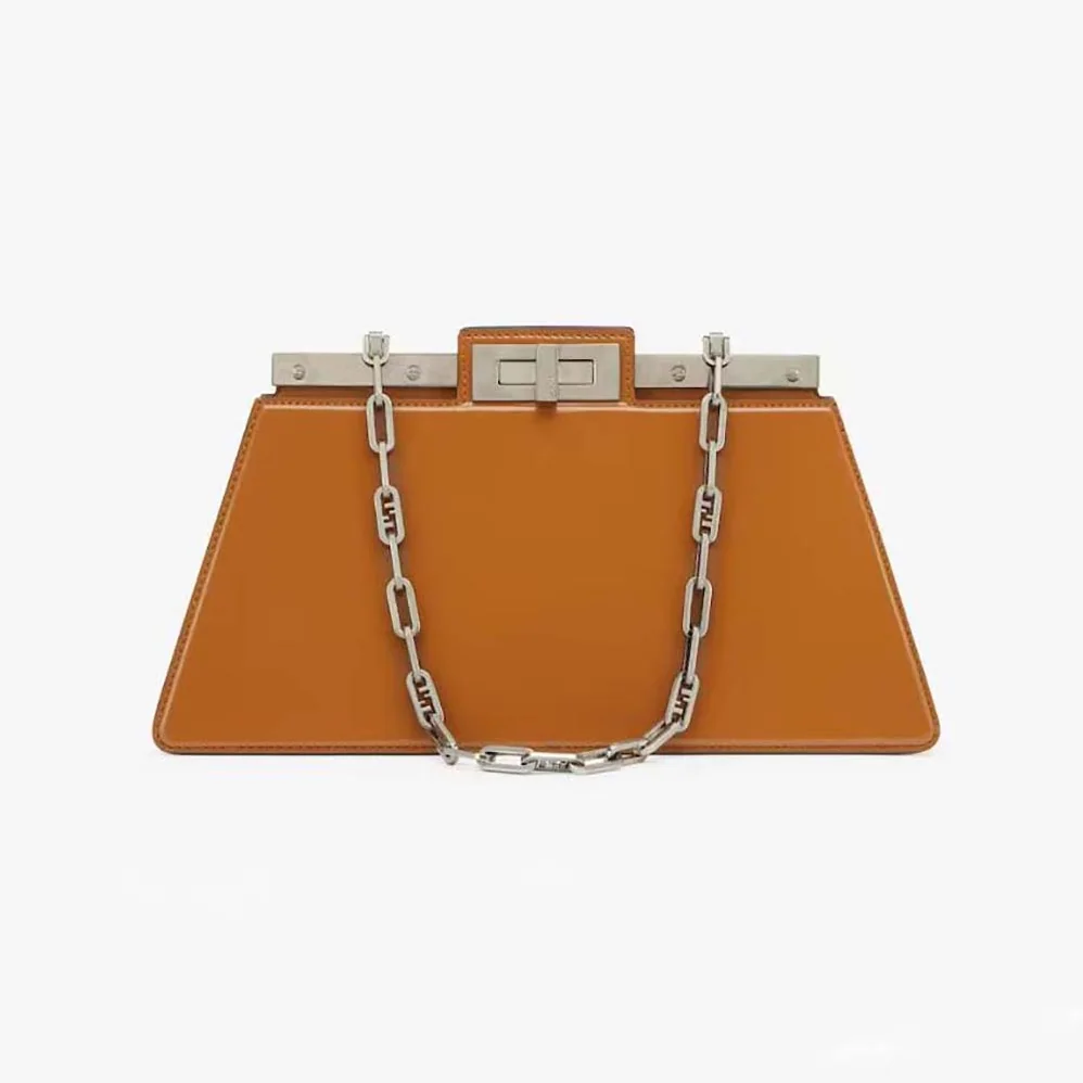 Fendi Peekaboo Cut Medium Brown Leather Bag for Women Fendi Peekaboo Cut Medium Brown Leather Bag for Women