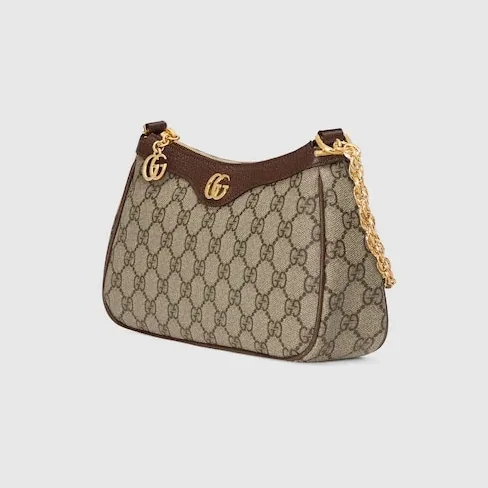 Gucci Ophidia Small Shoulder Bag / Beige/ Dark Brown Gold Hardware