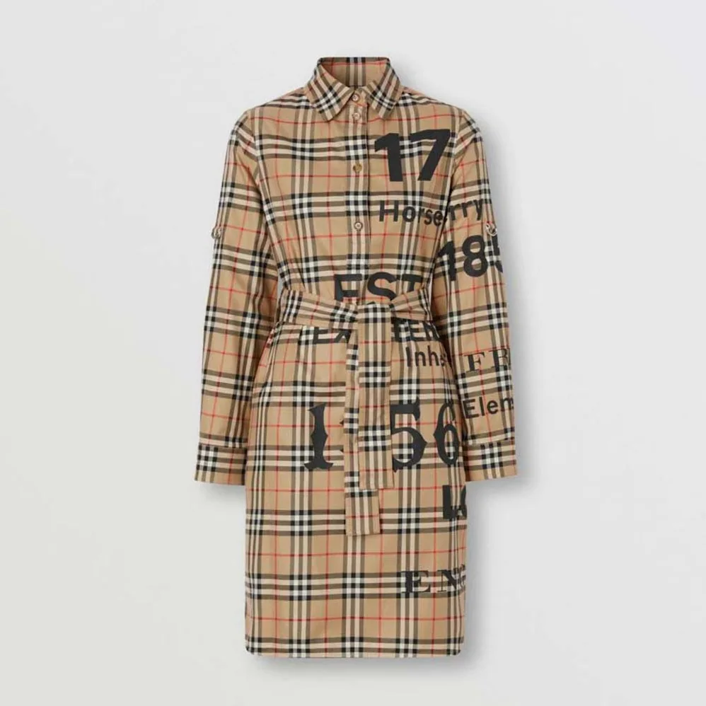 Burberry Vintage Check Cotton Tie-waist Shirt Dress for Women in Brown