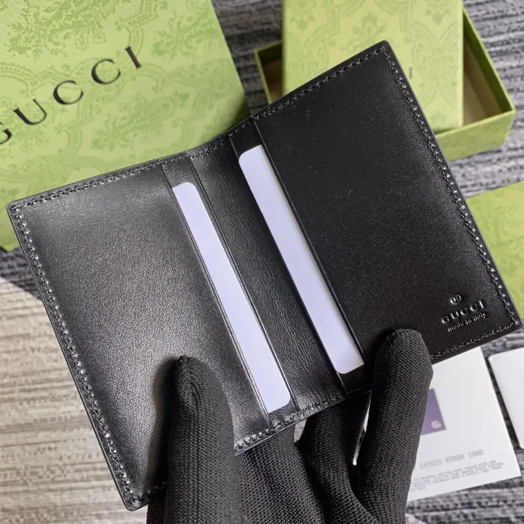 Gucci GG Marmont Card Case Black with Silver Hardware /