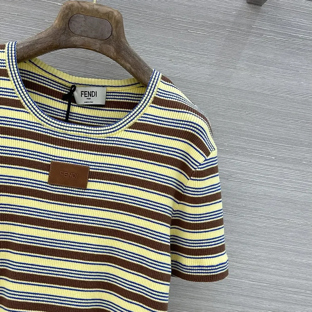 Fendi Top Multicolor Striped Cotton Jumper for Women
