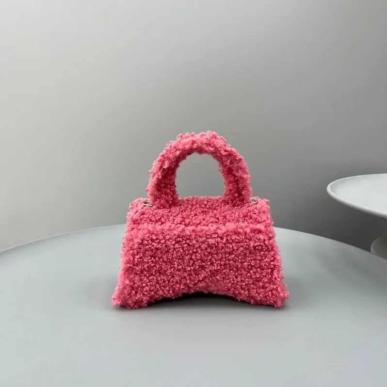 Furry Hourglass Small Handbag Black in Grey/Pink / Furry Hourglass Small Handbag Black in Grey/Pink /