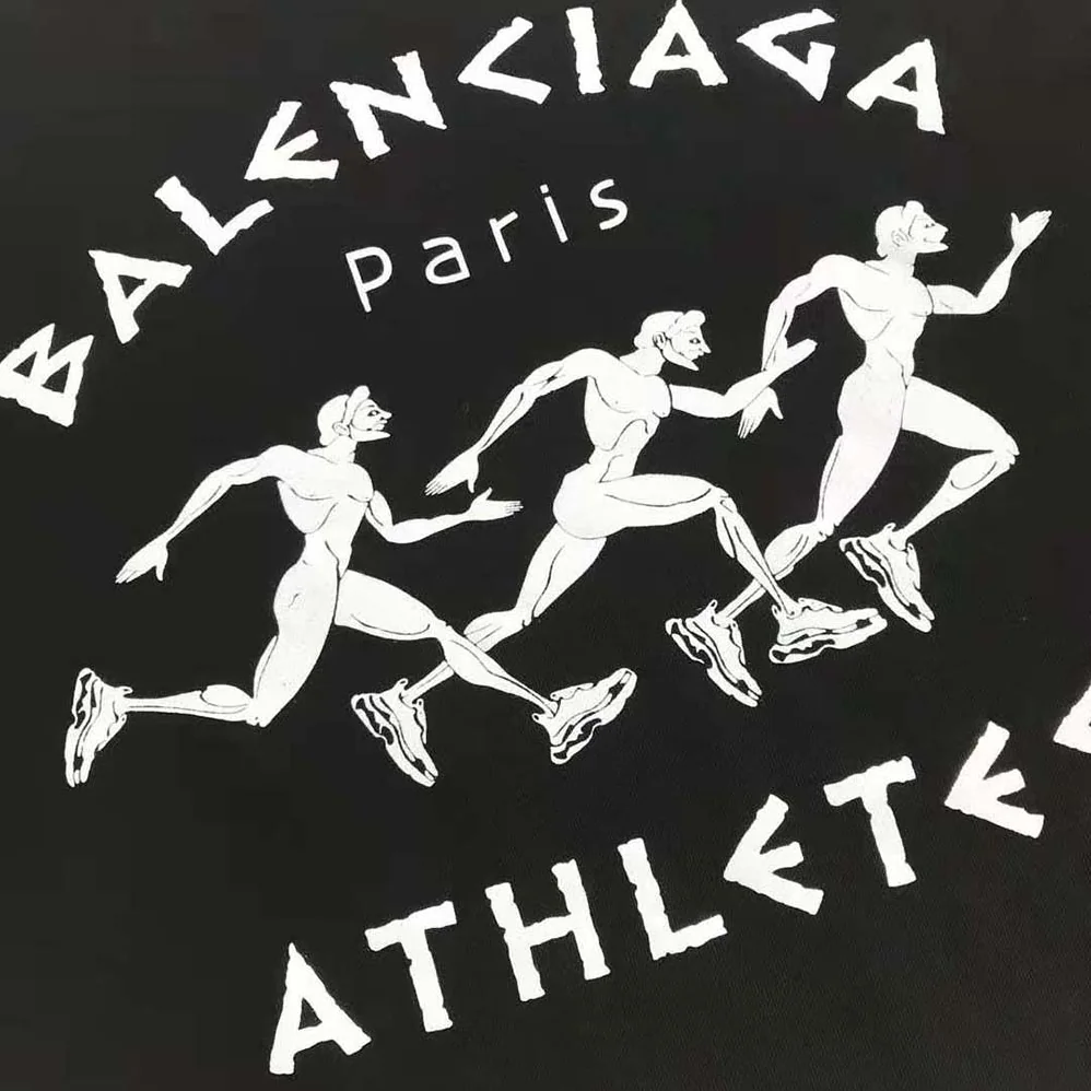 Balenciaga Marathon XL T-shirt in Black and White Vintage Jersey for Women