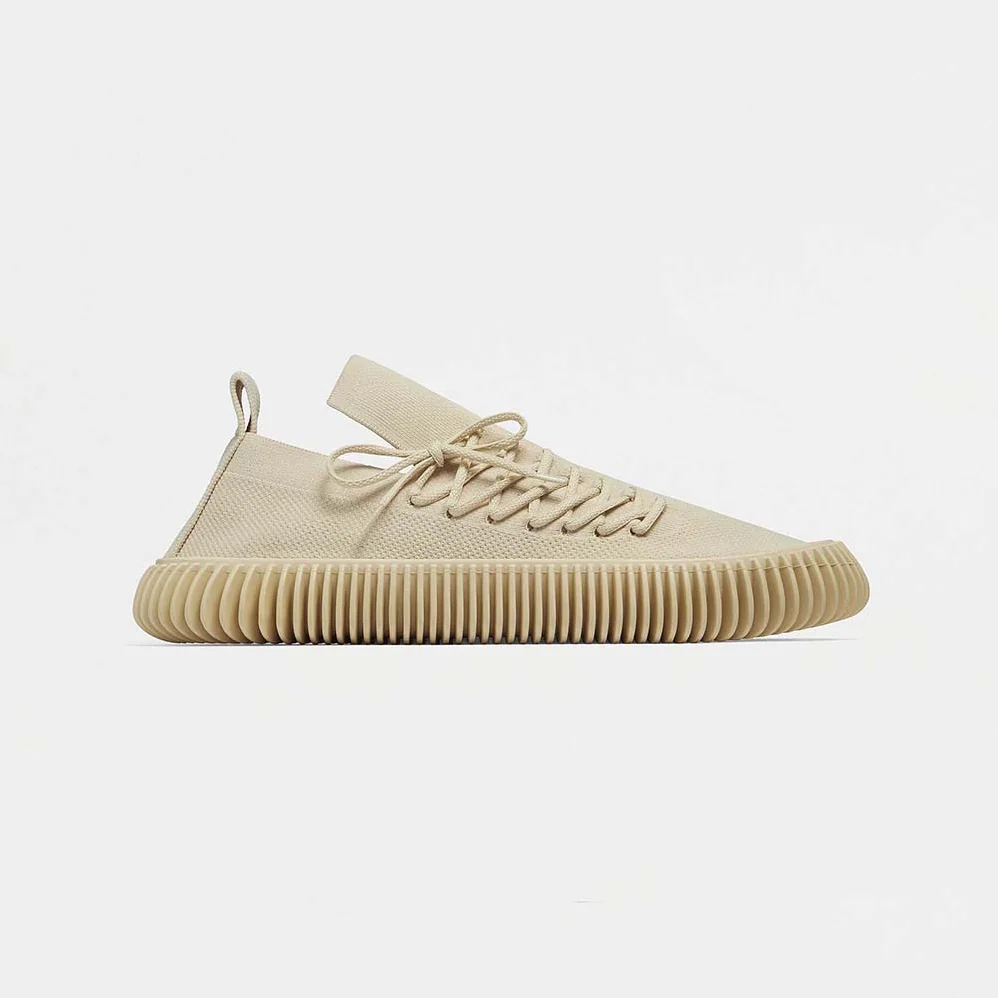 Bottega Veneta Ripple Tech Knit Lace-up Sneakers for Unisex in Beige