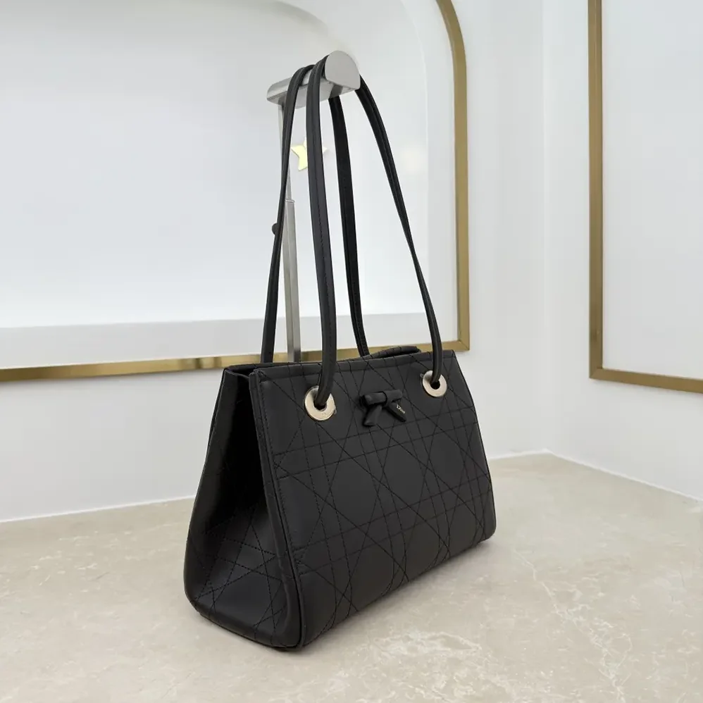 Dior Small Dior Promenade Shopping Bag Black Flat Cannage Calfskin for Women Dior Small Dior Promenade Shopping Bag Black Flat Cannage Calfskin for Women