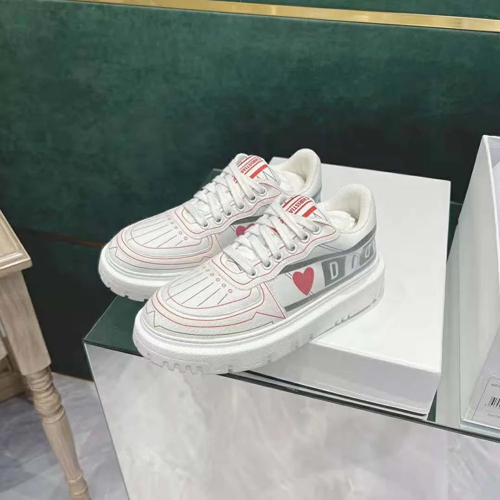 Dior Dioramour Dior Addict Sneaker White Black and Red D-Chess Heart Calfskin and Technical Fabric for Women Dior Dioramour Dior Addict Sneaker White Black and Red D-Chess Heart Calfskin and Technical Fabric for Women