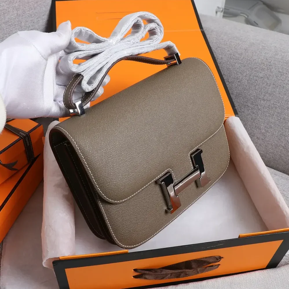 Hermes Constance 19 Bag Epsom Leather for Women in Grey/Silver