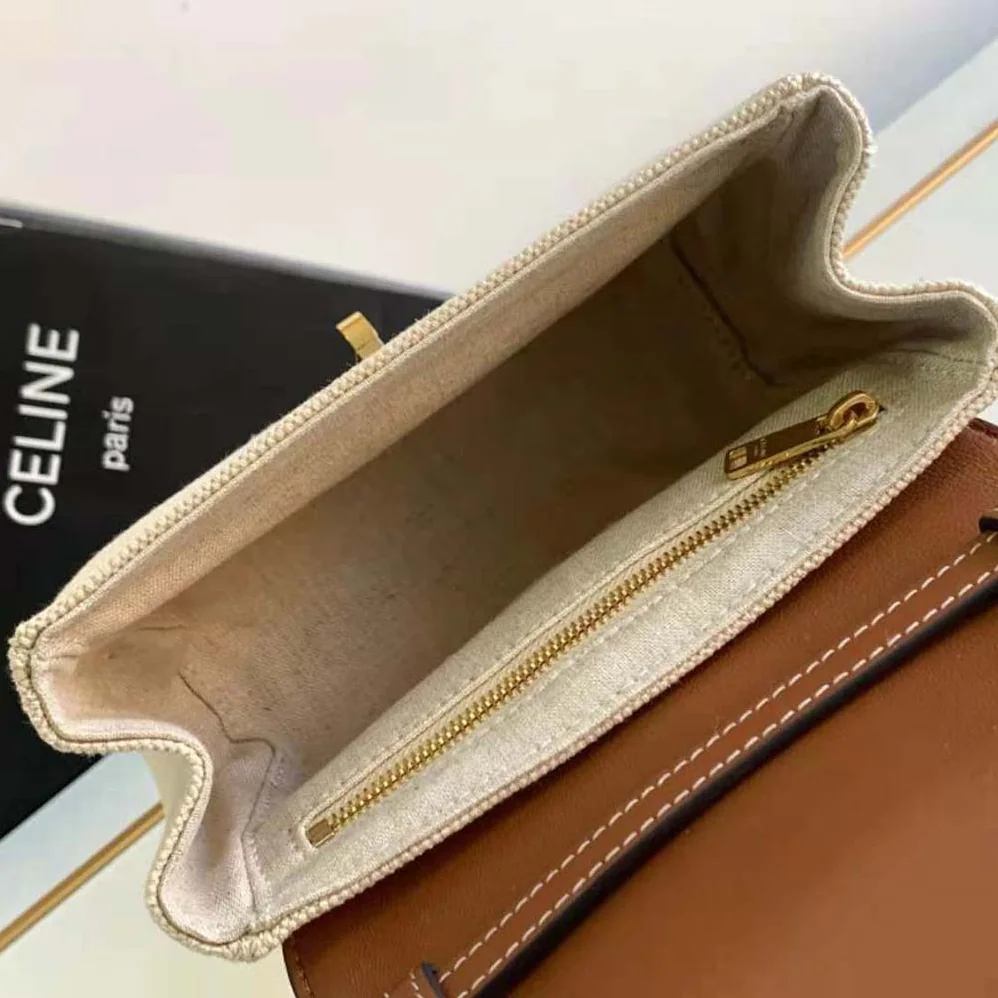 Celine Mini Soft 16 in Textile and Calfskin for Women in Beige