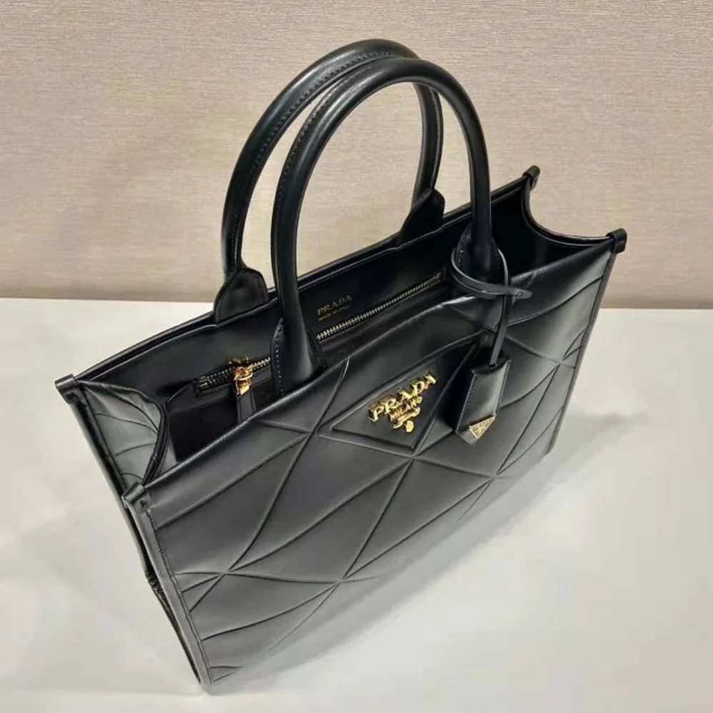 Prada Small Leather Prada Symbole Bag with Topstitching for Women