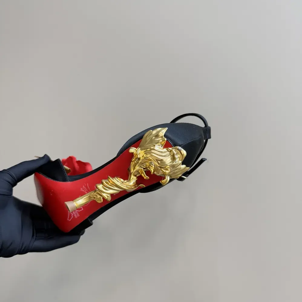 Christian Louboutin Bellarose 100 mm Strappy Pumps Crepe Satin for Women in Black Christian Louboutin Bellarose 100 mm Strappy Pumps Crepe Satin for Women in Black