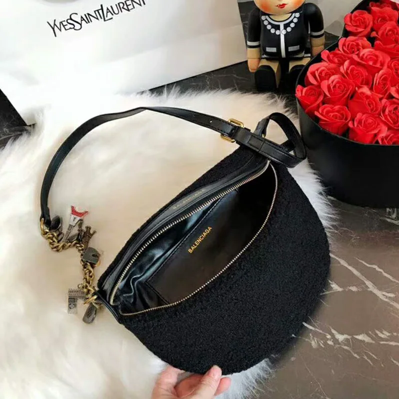 Balenciaga Souvenir Bag XS Velvet Jacquard Logo Belt Bag for Women Balenciaga Souvenir Bag XS Velvet Jacquard Logo Belt Bag for Women