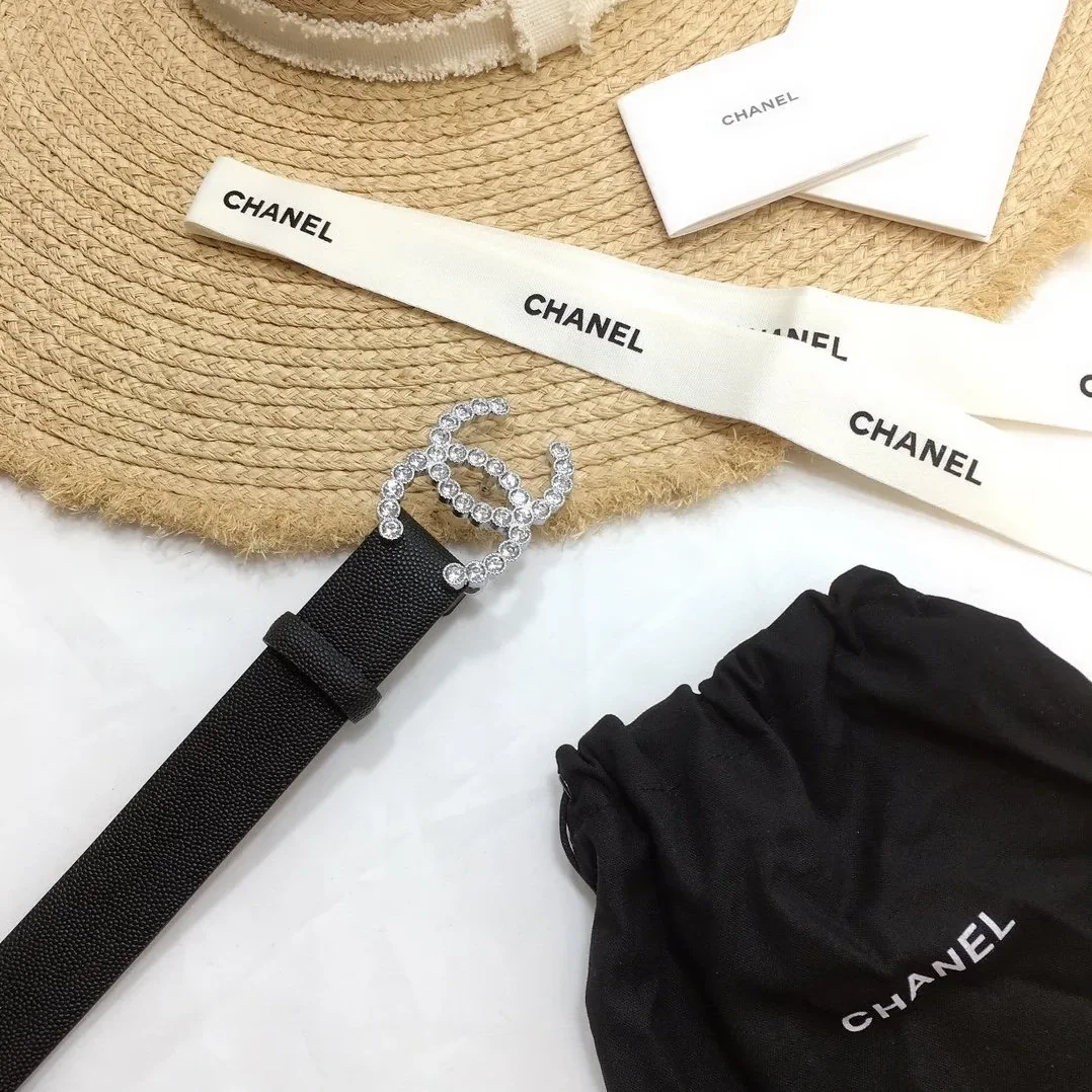 Chanel Belt With Beaded Buckle Black With Silver Hardware for Women Chanel Belt With Beaded Buckle Black With Silver Hardware for Women