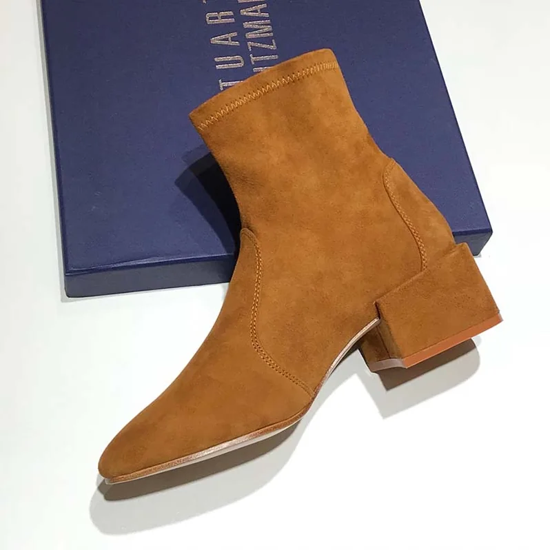 Stuart Weitzman Shoes The Accordion Bootie 40mm Heel for Women in Brown