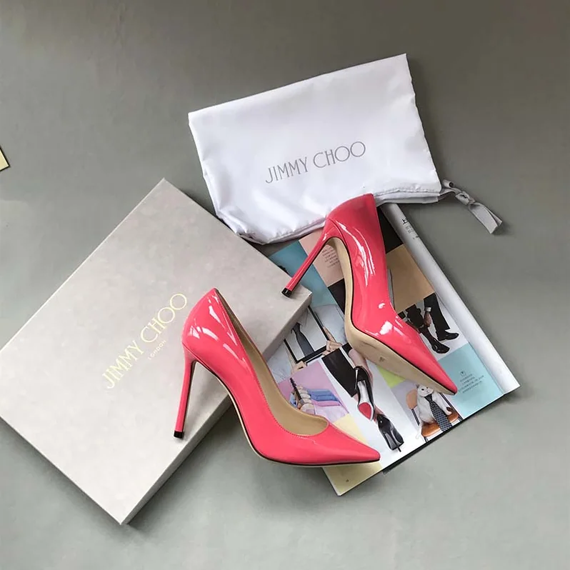 Jimmy Choo Romy 100 Patent Leather Pointy Toe Pumps Shoes Carmine for Women Jimmy Choo Romy 100 Patent Leather Pointy Toe Pumps Shoes Carmine for Women