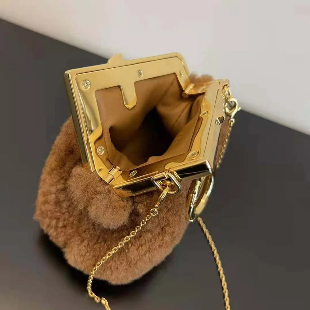Fendi Nano Fendi First Beige Sheepskin Charm for Women Fendi Nano Fendi First Beige Sheepskin Charm for Women