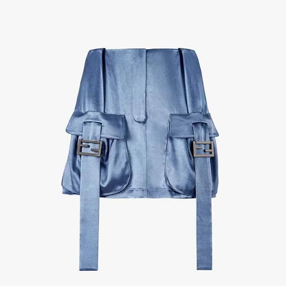 Fendi Blue Satin Skirt with Medium for Women in Low Waistline Fendi Blue Satin Skirt with Medium for Women in Low Waistline