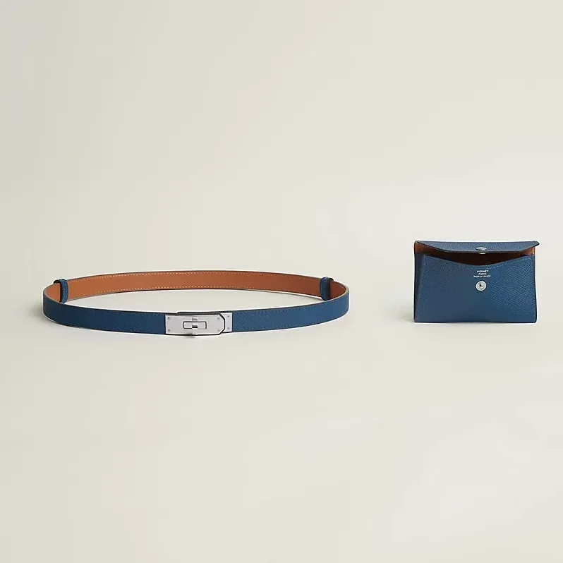 Hermes Kelly Pocket 18 Belt Bleu Tie