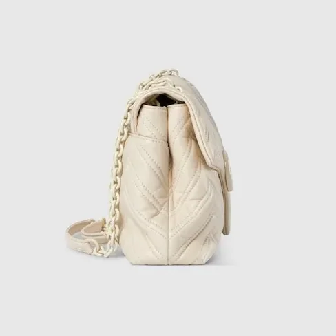 Gucci Marmont Medium Shoulder Bag in Ivory Tonal Enameled Hardware