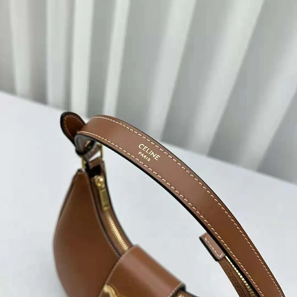 Celine Ava Triomphe Soft Bag in Smooth Calfskin for Women in Brown