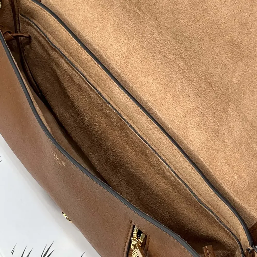 Celine Little Halfmoon Soft Triomphe in Supple Shiny Lambskin for Women in Brown Celine Little Halfmoon Soft Triomphe in Supple Shiny Lambskin for Women in Brown