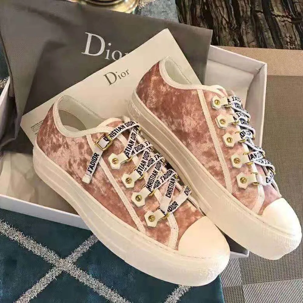Dior Walk'N'Dior Velvet Sneaker Nude “Christian Dior J'dior” Laces for Women
