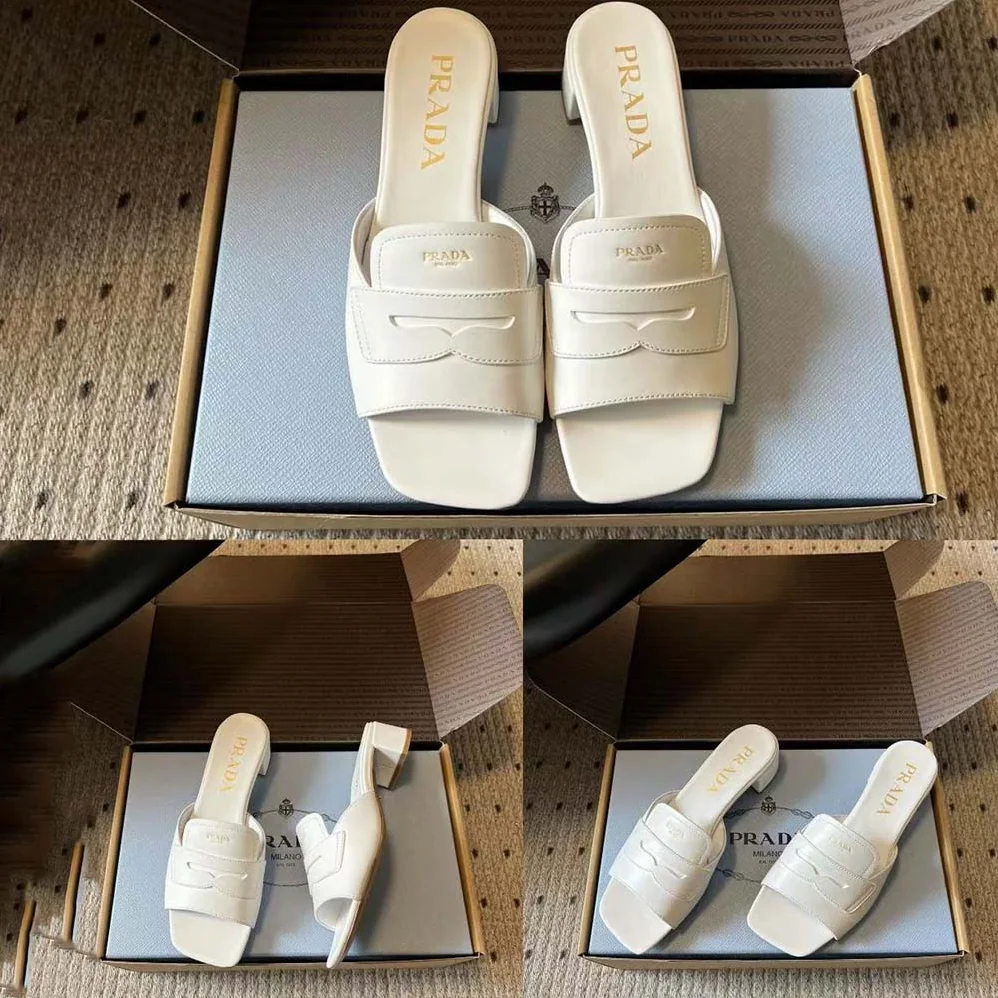 Prada Leather Sandals for Women in Chalk White Prada Leather Sandals for Women in Chalk White