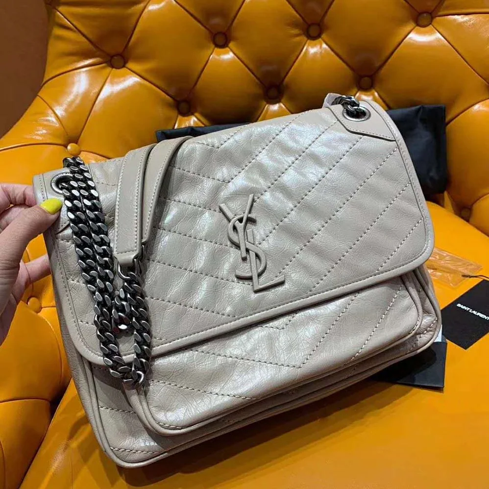 Saint Laurent YSL Medium Niki Bag Crinkled Vintage for Women in Sandy